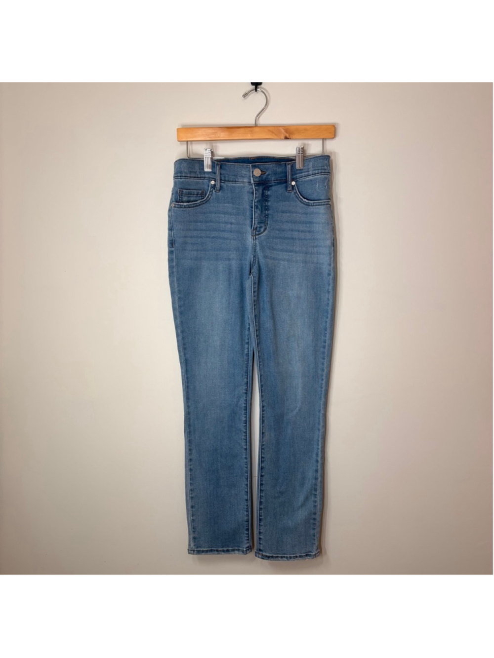 Code Bleu Women Petite 4PS Denim Jeans Light Wash Straight Slim Stretch 4 Short